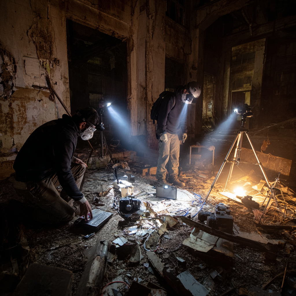 Team with Recording Equipment